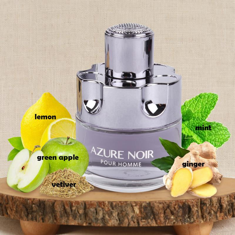 Azure Noir Eau De Toilette Natural Spray Cologne for Men 100Ml/3.4Fl.Oz. - Fragrance for Men