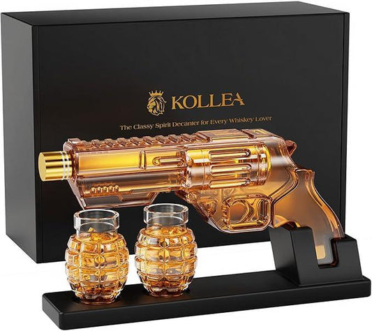 Father'S Day Kollea Whiskey Decanter Set with Grenade-Shaped Shot Glasses, Anniversary Birthday Gifts for Men Who Have Everything, Holiday Whiskey Gifts for Men, Father, Husband, Boyfriend & Military Enthusiasts