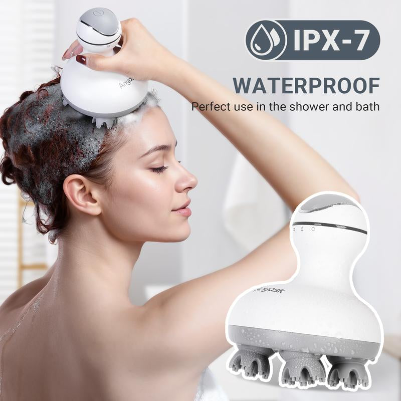 Anyask Head Massager, 84 Kneading Massage Nodes, IPX-7 Waterproof, Handheld Portable Massager for Neck, Back, Shoulder, Leg, Relieve Muscle Pain