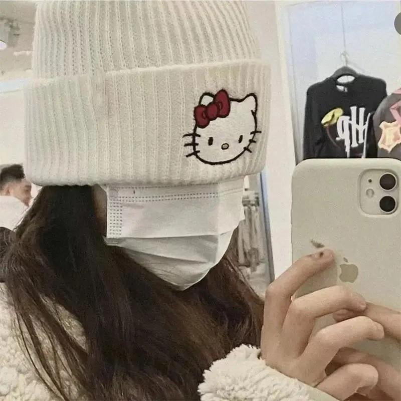 Cute KT Knit Hat, Fun Knit Hat Winter Ski Wet Warm Hat, Suitable for Ladies and Girls Unisex Gift