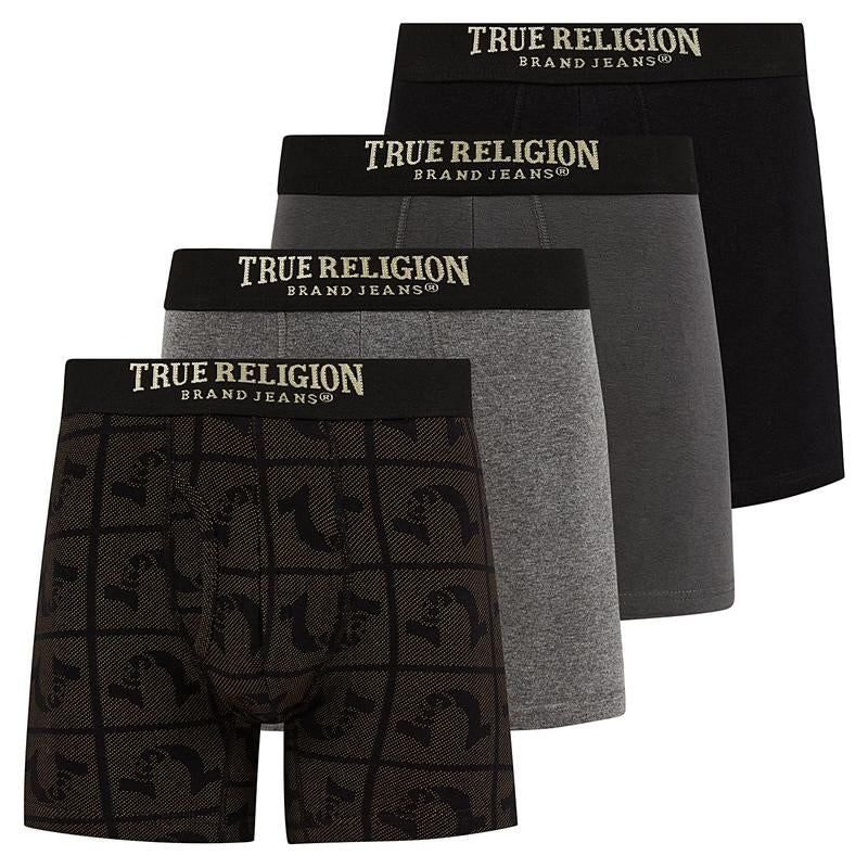 True Religion Mens Boxer Briefs Cotton Stretch Underwear for Men Pack of 4