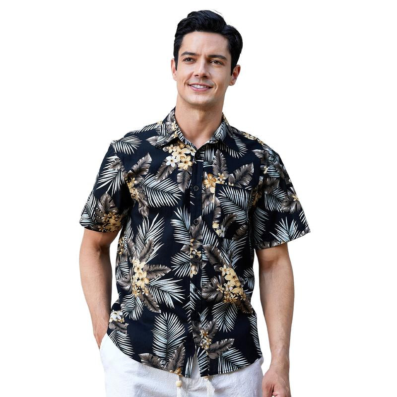 Hawaiian Shirt for Men Short Sleeve Button down Shirt Men Casual Summer Tropical Beach Aloha Shirts for Men Hawaii Party Top Menswear Red Shortsleeve Memeshirts