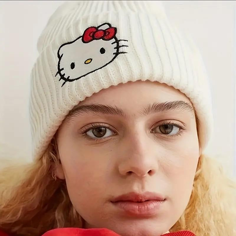 Cute KT Knit Hat, Fun Knit Hat Winter Ski Wet Warm Hat, Suitable for Ladies and Girls Unisex Gift