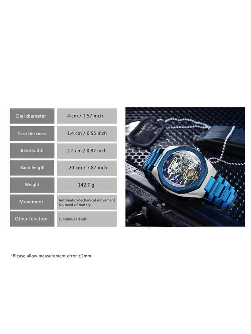 Men'S Classic Business Rhinestone Decorated Analog Mechanical Watch, Watches for Men, Fashion Watches for Men, Luminous Hands Watch for Party, Daily Clothing Decor, Trendy All-Match & Exquisite Watch for Birthday Gift with Box