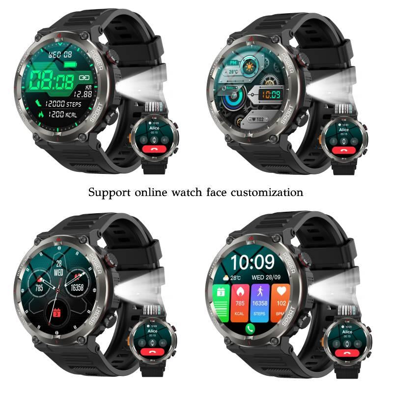 2025 Fashion Touch Screen Smart Watch, 100-Day Battery, LED Flashlight, Compass, IP68 Waterproof, Call Function, 100+ Sports Modes DIY Watch Dials Messages Reminder, Fitness Smart Watches for Iphone/Andriod