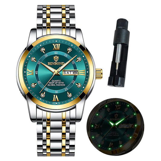 BINBOND Watch for Men Luxury Diamond Classic Business Dress Stainless Steel Mens Wrist Watches with Day Date Waterproof Luxury Watches Jamtangan Original Poedagar Watch 7169