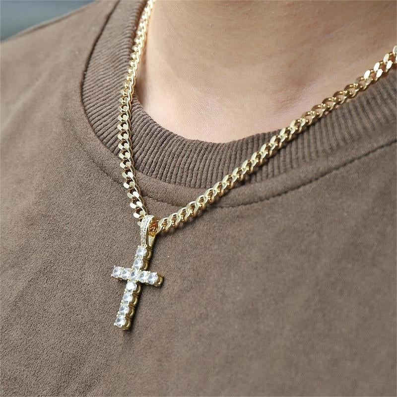 14K Gold Plated Cubic Zirconia Cross Necklace for Women and Men Cross Faith Pendant Necklaces Fashion Jewelry Gift High Quality, Black Friday Gift & Christmas Gift Faith Necklace