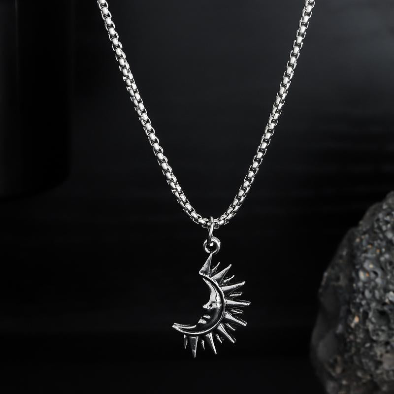 Sun and Moon Asymmetrical Couple Necklace Men and Women Jewelry Brothers Necklace Gift Suitable for Any Scene Party Necklace