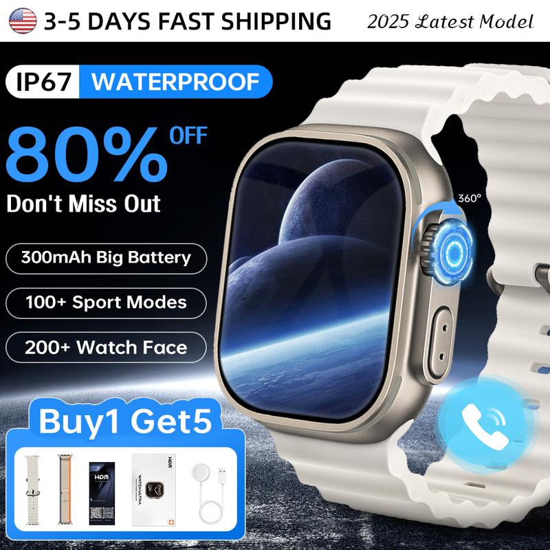 Rugged Smartwatch with 2.01" HD Touch Screen, Bluetooth Calling, 120+ Sports Modes, Waterproof, Long Battery Life, Android & Ios Compatibility - Wearable