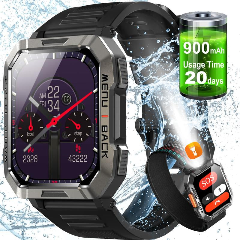 Multifunctional 2.01" Smart Watch for Smartphone, Fashion Digital Watch with LED Light & Outdoor Compass, 900 Mah Ultra-Long Battery Life Sports Waterproof Smart Watch - Blackview