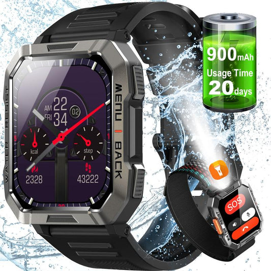 Multifunctional 2.01" Smart Watch for Smartphone, Fashion Digital Watch with LED Light & Outdoor Compass, 900 Mah Ultra-Long Battery Life Sports Waterproof Smart Watch - Blackview