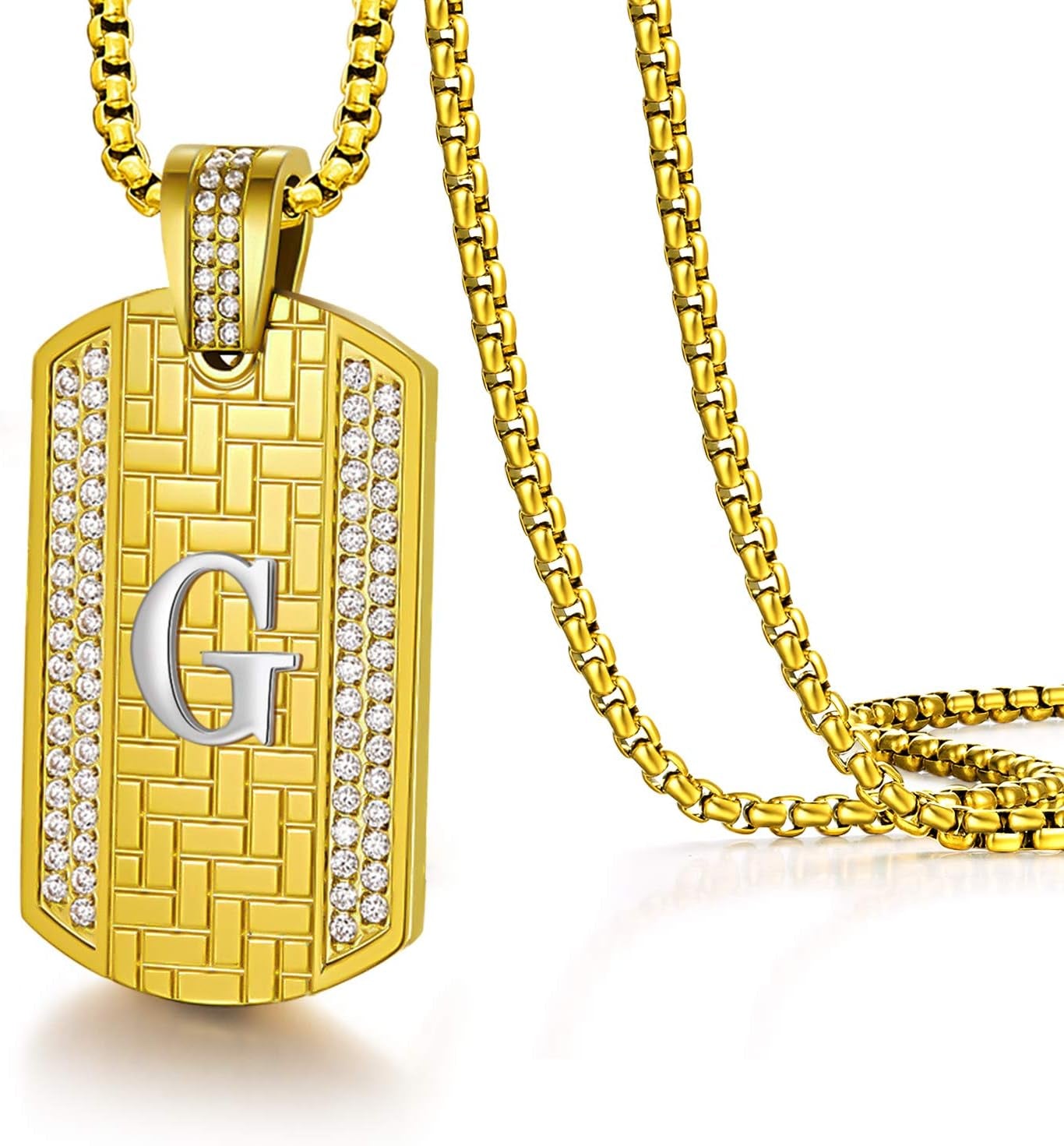 Initial Necklaces for Men, 18K Gold Plated Initial Pendant Chain Necklace for Men Boy Husband Graduation Birthday Anniversary Christmas Jewelry Gift for Him