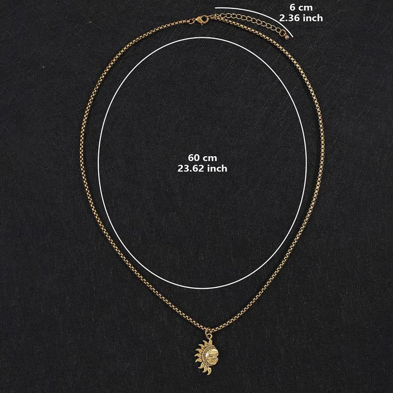 Sun and Moon Asymmetrical Couple Necklace Men and Women Jewelry Brothers Necklace Gift Suitable for Any Scene Party Necklace