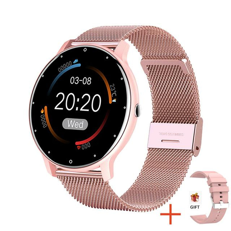 Smart Watch Men Women Bluetooth Call Watch Sports Waterproof Smartwatch Fashion Pink Silicone Couple Smartwatches for Ios Android Wearable Smartphone