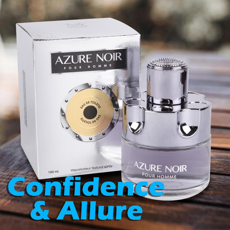 Azure Noir Eau De Toilette Natural Spray Cologne for Men 100Ml/3.4Fl.Oz. - Fragrance for Men