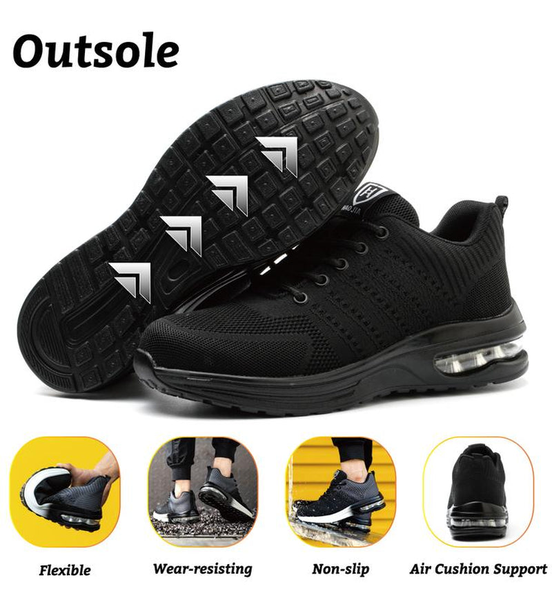 Steel Toe Shoes for Men Women Lightweight Comfortable Work Shoes Indestructible Slip Resistant Safety Shoes with Air Cushion Sneakers Casual Athletic Shoes Non-Slip Safety Sneakers Casual Athletic Shoes Boy Closed Footwear Worker