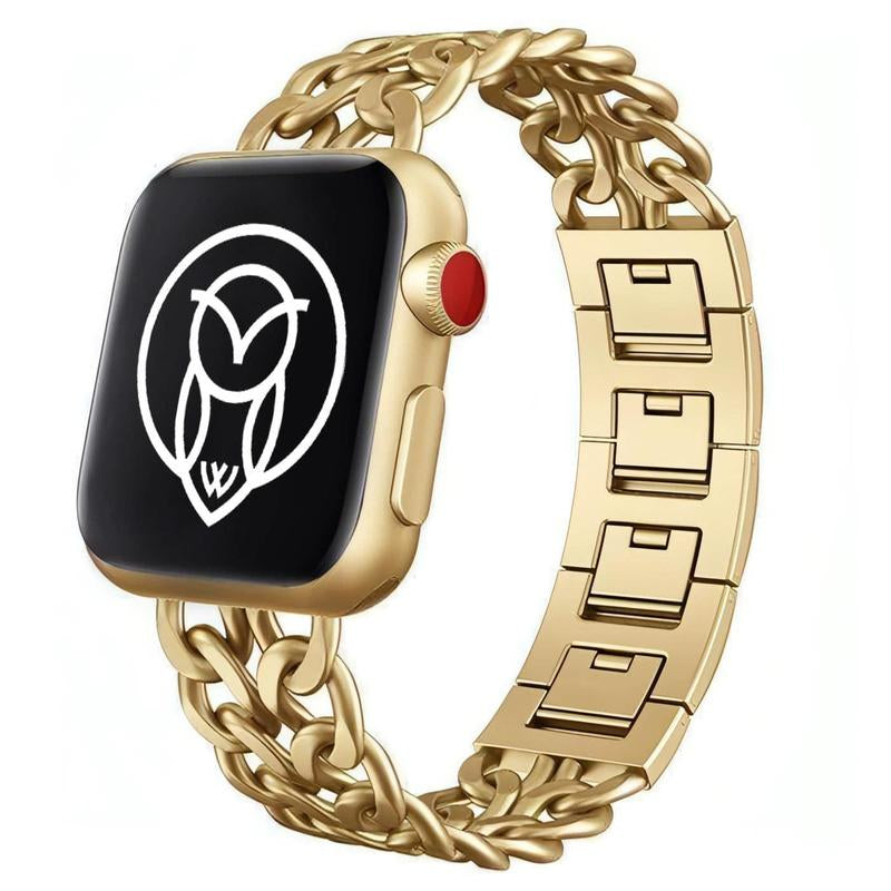Chic Chain-Link Metal Band for Apple Watch | Lightweight Bracelet Strap in Gold, Rose Gold, Silver & Black | Snap-Clasp Fit with Adjustable Links