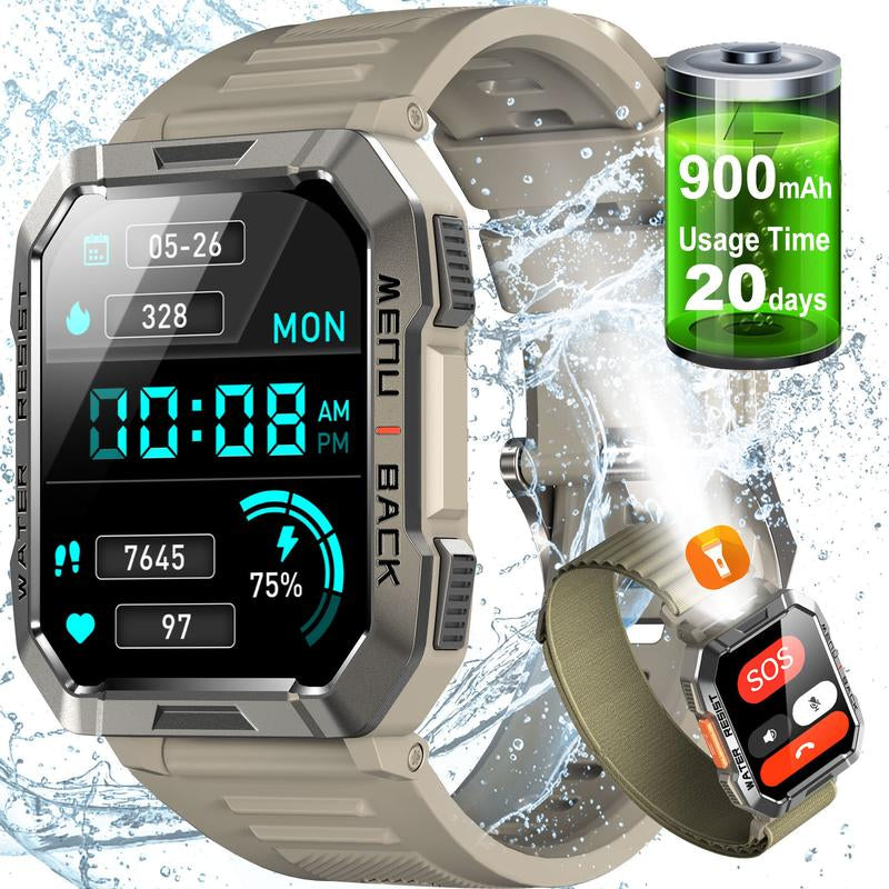 Multifunctional 2.01" Smart Watch for Smartphone, Fashion Digital Watch with LED Light & Outdoor Compass, 900 Mah Ultra-Long Battery Life Sports Waterproof Smart Watch - Blackview