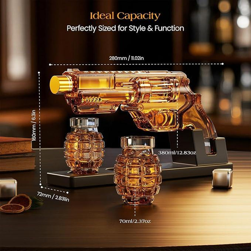 Father'S Day Kollea Whiskey Decanter Set with Grenade-Shaped Shot Glasses, Anniversary Birthday Gifts for Men Who Have Everything, Holiday Whiskey Gifts for Men, Father, Husband, Boyfriend & Military Enthusiasts