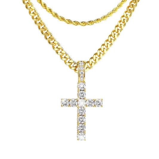 14K Gold Y2K Accessories Cross Necklace for Women and Men - Christian Accessory with Chain Design Necklaces Men Rosary Necklace Chunkyjewelry