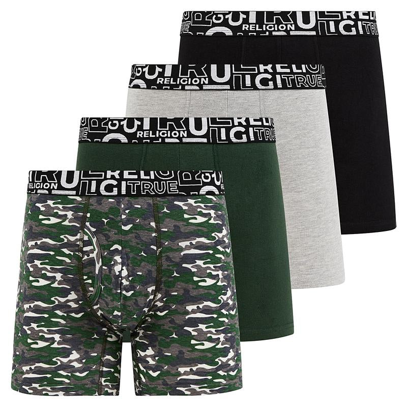 True Religion Mens Boxer Briefs Cotton Stretch Underwear for Men Pack of 4