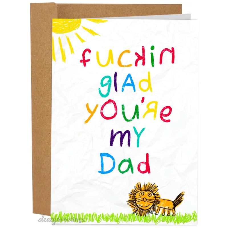 Funny Fathers Day Card - Funny Father'S Day Cards for Dad - 5X7 Inch Individual Greeting Card with Kraft Envelope - Hand-Drawn Designs by Artists