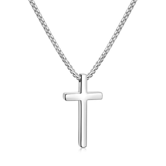【Father'S Day Gift】Stainless Steel Cross Necklace for Men and Women (Unisex), Mens Necklaces with 2.5Mm Cross Chain for Boys