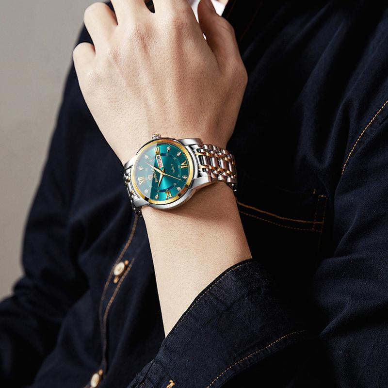 BINBOND Watch for Men Luxury Diamond Classic Business Dress Stainless Steel Mens Wrist Watches with Day Date Waterproof Luxury Watches Jamtangan Original Poedagar Watch 7169