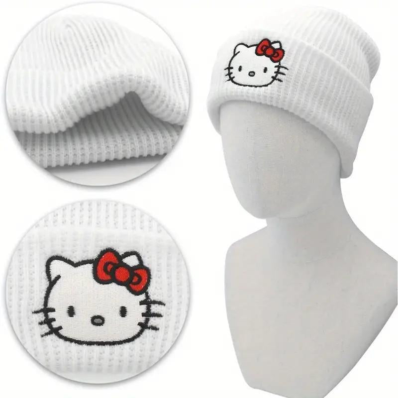 Cute KT Knit Hat, Fun Knit Hat Winter Ski Wet Warm Hat, Suitable for Ladies and Girls Unisex Gift