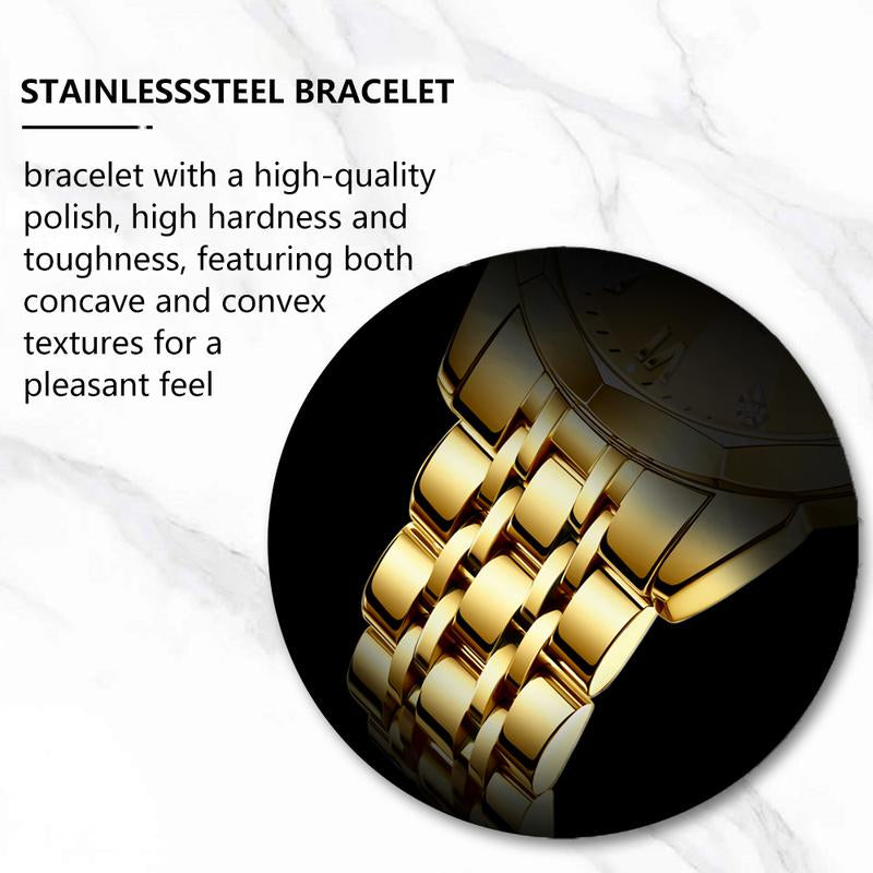OLEVS Watch for Men Diamond Business Dress Analog Quartz Stainless Steel Waterproof Luminous Date Two Tone Luxury Casual Wrist Watch