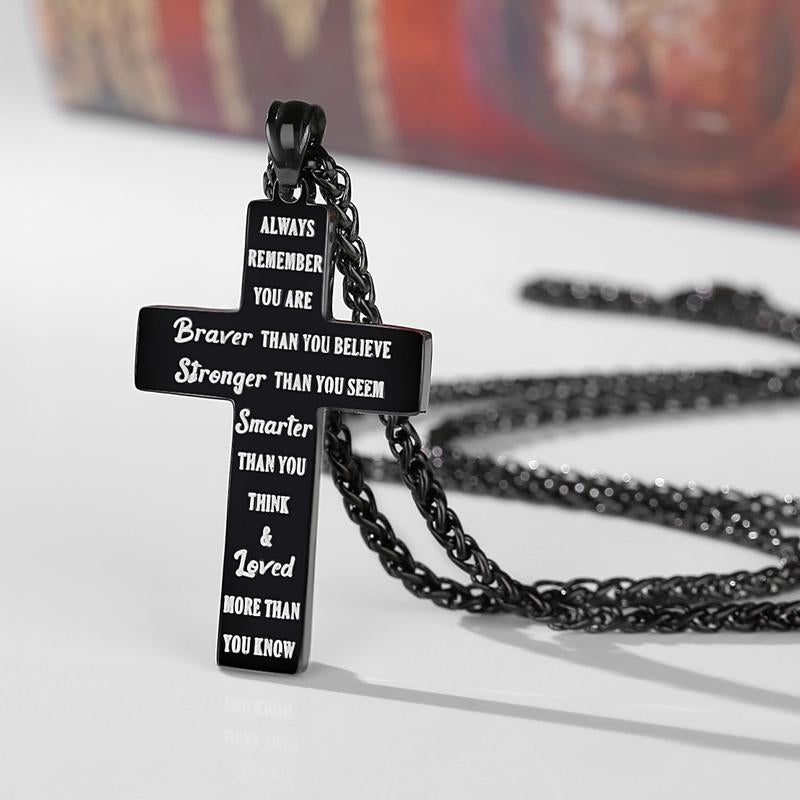 SAM & LORI Cross Necklace for Men Teens Boys Gifts Graduation Teenage Him 10 12 Year Old Ideas Confirmation Birthday Cool Boyfriend Chain Son Christmas Day Stocking Stuffers Valentines Easter