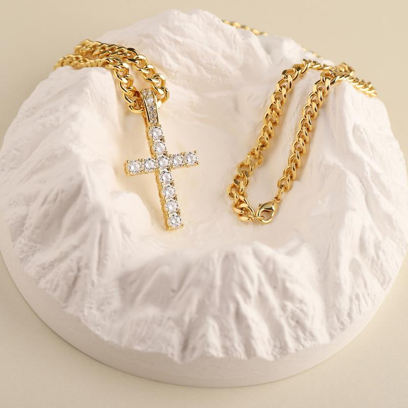 14K Gold Y2K Accessories Cross Necklace for Women and Men - Christian Accessory with Chain Design Necklaces Men Rosary Necklace Chunkyjewelry