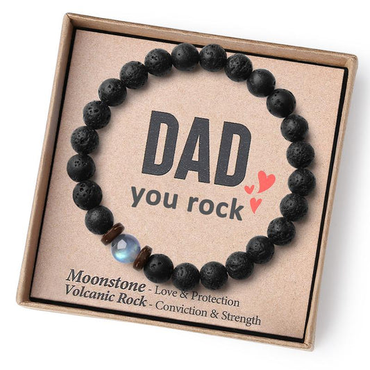 THEMEROL Dad Birthday Fathers Day Gifts from Daughter Son Handmade Men Bracelets Beaded Best Dad Ever Unique Present Card Cool Black Christmas Stocking Stuffers Valentines Him Who Have Everything Wants Nothing