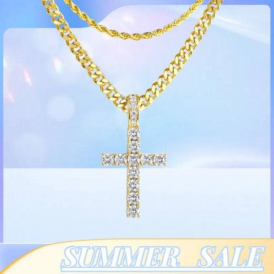 14K Gold Y2K Accessories Cross Necklace for Women and Men - Christian Accessory with Chain Design Necklaces Men Rosary Necklace Chunkyjewelry