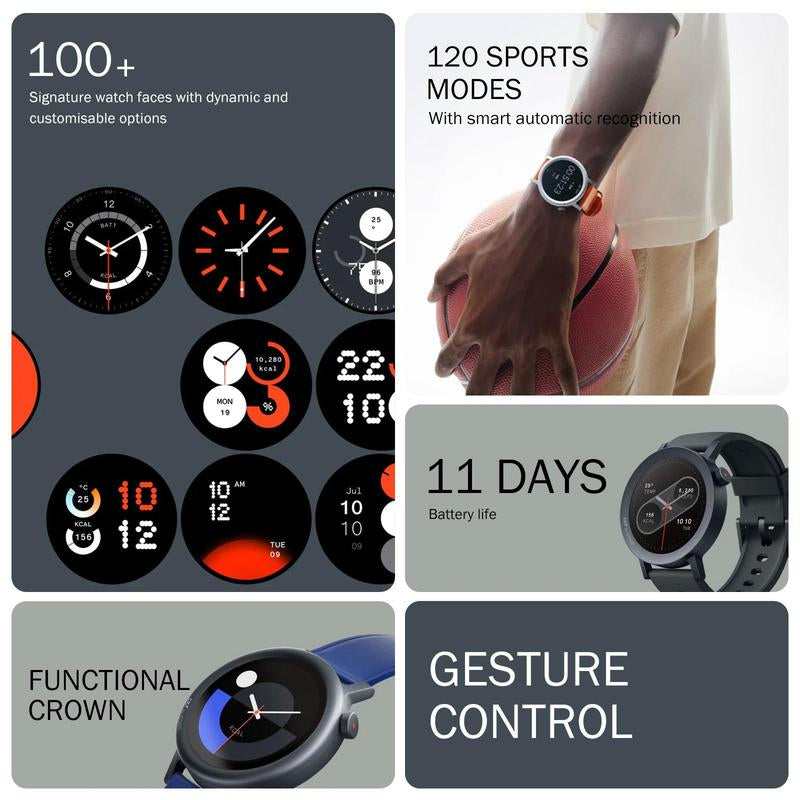 「CMF Watch Pro 2」 Smartwatch for Men and Women, Automatic Fitness Tracker with Heart Rate and Spo₂ Monitoring, 120 Sports Models, Bluetooth Calls with AI Noise Reduction Microphone, Portable Phone Functionality, Recceding Design, IP68 Waterproof GPS