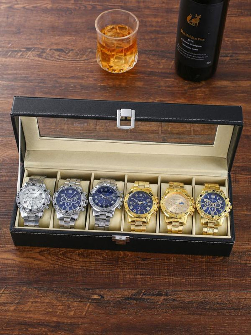 Men'S Business round Dial Analog Quartz Watch Set, Men'S Watch Set with Box, Fashionable Watches for Men Luxury Watches Wristwatch Set for Men as Gifts, Watches for Men