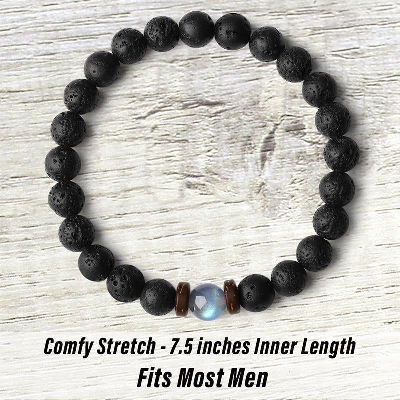 THEMEROL Dad Birthday Fathers Day Gifts from Daughter Son Handmade Men Bracelets Beaded Best Dad Ever Unique Present Card Cool Black Christmas Stocking Stuffers Valentines Him Who Have Everything Wants Nothing