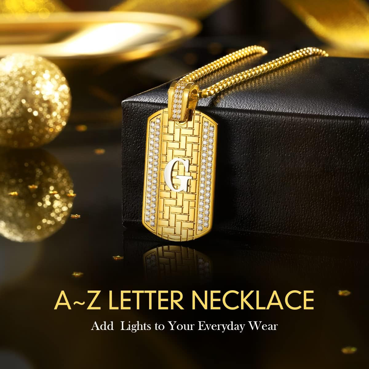 Initial Necklaces for Men, 18K Gold Plated Initial Pendant Chain Necklace for Men Boy Husband Graduation Birthday Anniversary Christmas Jewelry Gift for Him