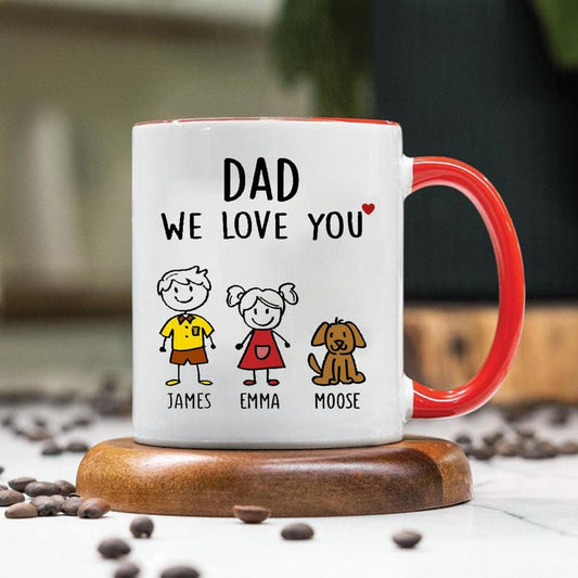 Personalized Dad Ceramic Mug Two Tones 11Oz, Daddy Birthday Gift, Fathers Day Gift from Daughter Son Kids, Funny Coffee Mug for Dad, Drinkware