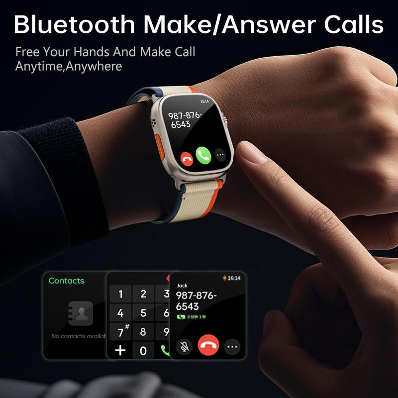 Rugged Smartwatch with 2.01" HD Touch Screen, Bluetooth Calling, 120+ Sports Modes, Waterproof, Long Battery Life, Android & Ios Compatibility - Wearable