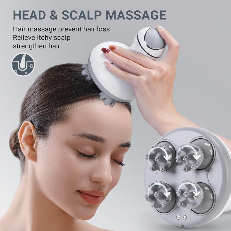 Anyask Head Massager, 84 Kneading Massage Nodes, IPX-7 Waterproof, Handheld Portable Massager for Neck, Back, Shoulder, Leg, Relieve Muscle Pain