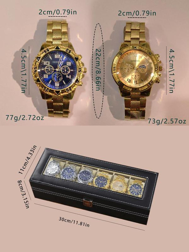 Men'S Business round Dial Analog Quartz Watch Set, Men'S Watch Set with Box, Fashionable Watches for Men Luxury Watches Wristwatch Set for Men as Gifts, Watches for Men