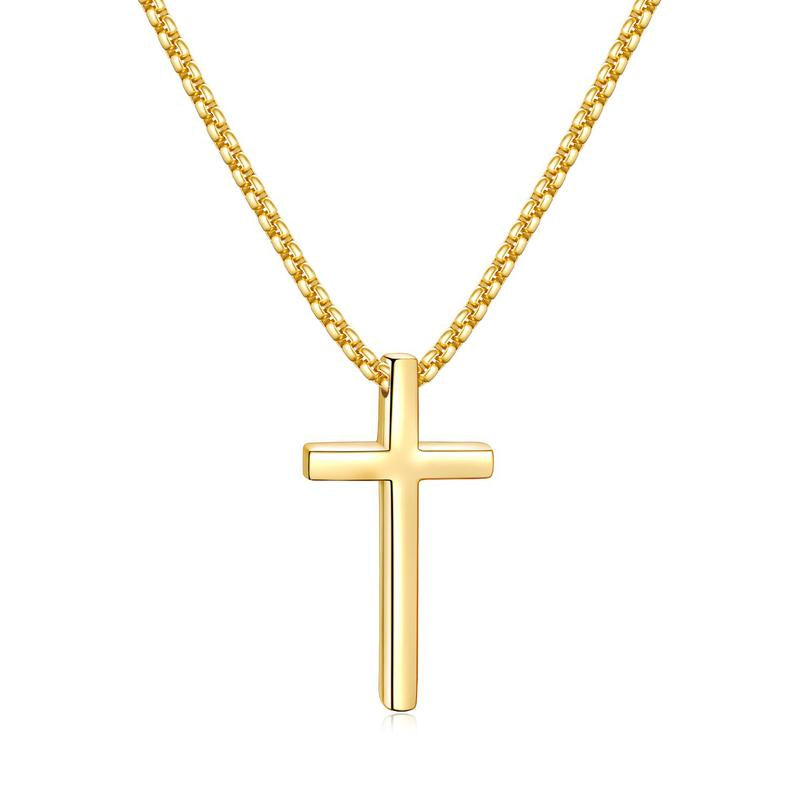【Father'S Day Gift】Stainless Steel Cross Necklace for Men and Women (Unisex), Mens Necklaces with 2.5Mm Cross Chain for Boys