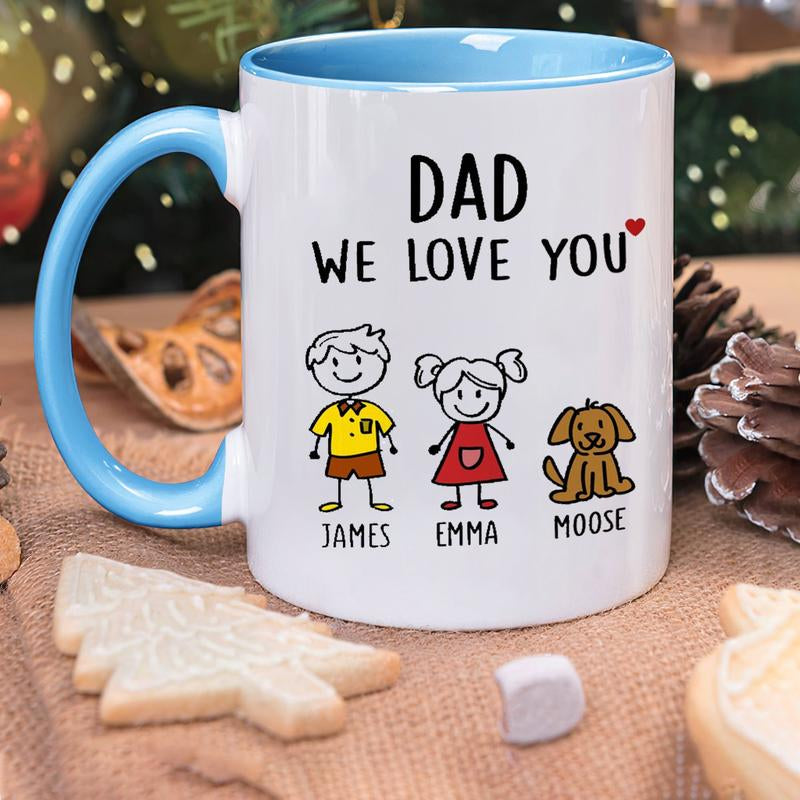 Personalized Dad Ceramic Mug Two Tones 11Oz, Daddy Birthday Gift, Fathers Day Gift from Daughter Son Kids, Funny Coffee Mug for Dad, Drinkware