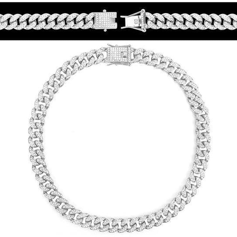 Cuban Link Chain for Men Women,Diamond Necklaces,Iced Out Chain,Hip Hop Necklace,Thick Silvery Chain,Golden Chain Gift Giving Occasions
