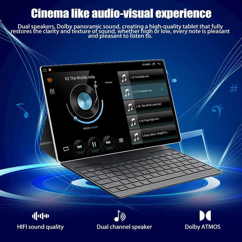 10.1 Inch Android 7.0 Tablet - 2GB RAM, 32GB Storage, Dual SIM, 1280X800 IPS Display, 5MP+13MP Camera, 5000Mah Battery,With Keyboard Mouse Stylus Case, Fathers Day Gift