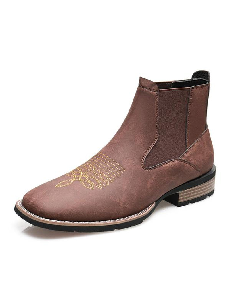 Shoes for Men, Business Embroidering Design Ankle Boots, Fashionable round Toe Boots for Daily Wear, Male All-Match Shoes for Daily Wear, Walking Shoes, Footwear