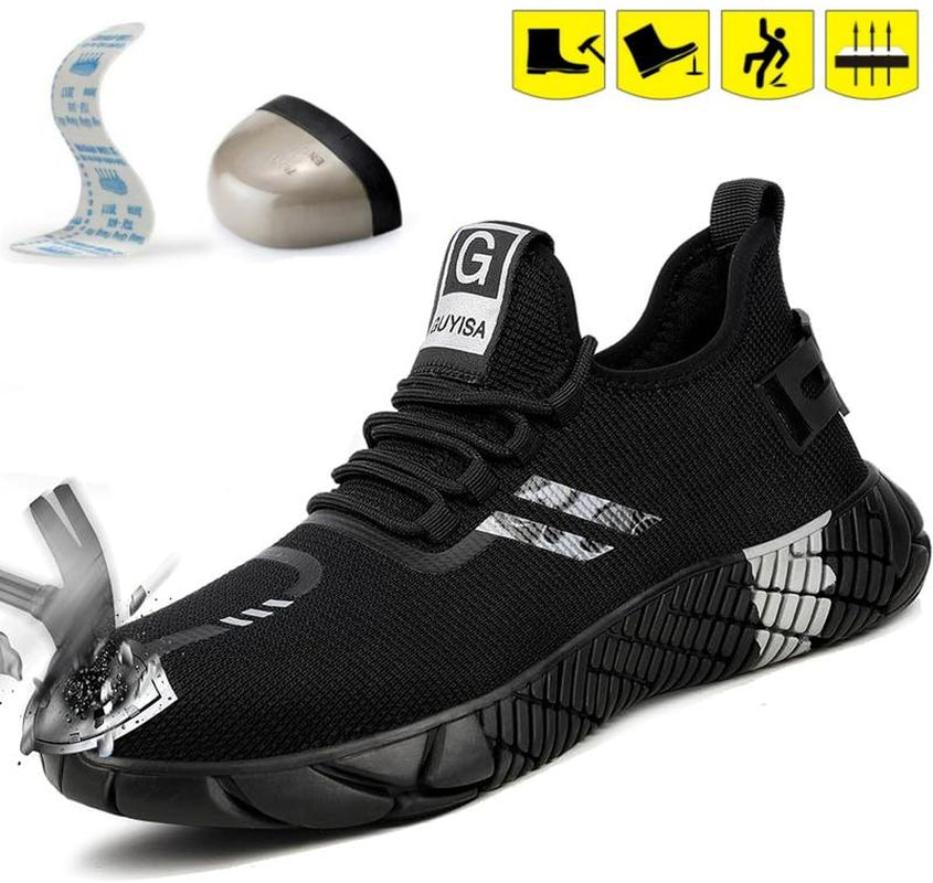 Steel Toe Shoes for Men and Women for Work，Safety Steel Toe Sneakers Lightweight Comfortable for Roofing Indestructible Steel Toe Tennis Shoes