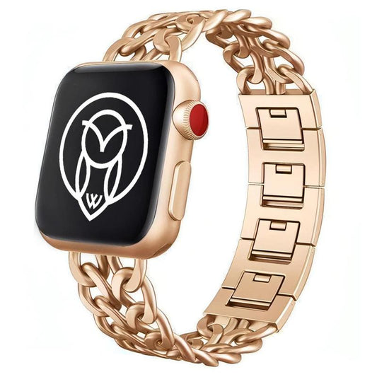 Chic Chain-Link Metal Band for Apple Watch | Lightweight Bracelet Strap in Gold, Rose Gold, Silver & Black | Snap-Clasp Fit with Adjustable Links